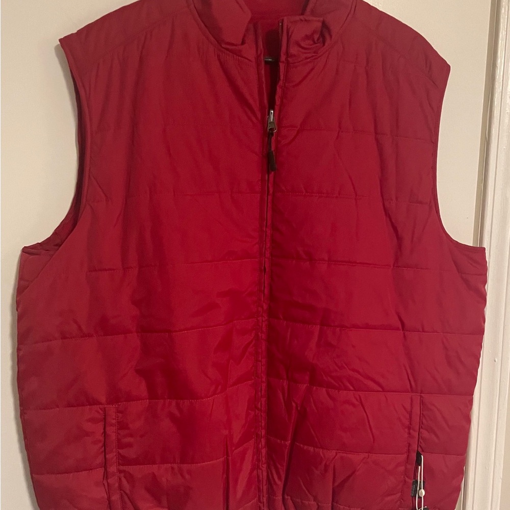 Greg Norman Collection Red Quilted Men's Vest Reversible - XL Zip Front